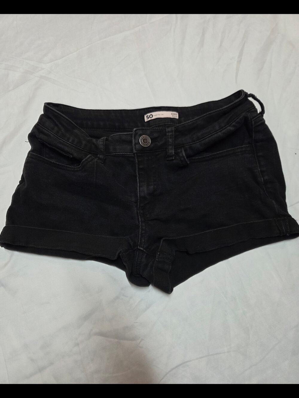 SO Black Rolled-Hem Denim Shorts 9/29